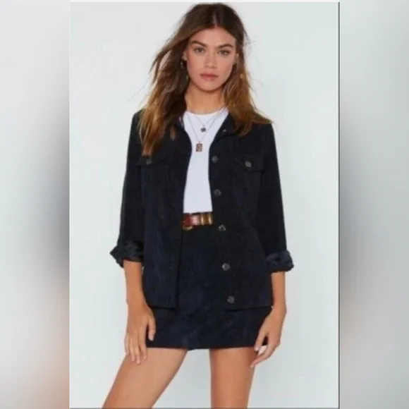 NWT Nasty Gal Women's Black Corduroy Lined Jacket - Picture 7 of 8